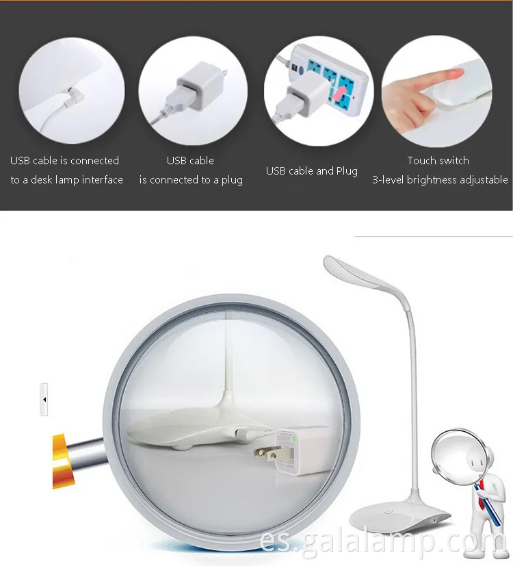 Lámpara de escritorio LED de control táctil ajustable con protección para los ojos